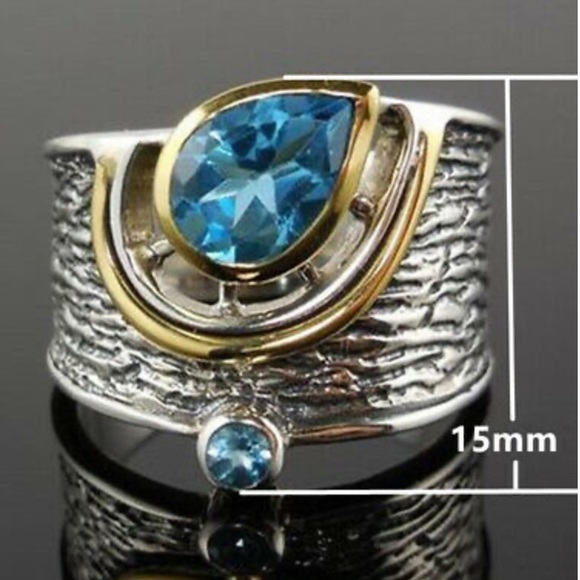 NEW 925 Sterling silver Two tone 💍 Diamond Ring - Picture 4 of 5